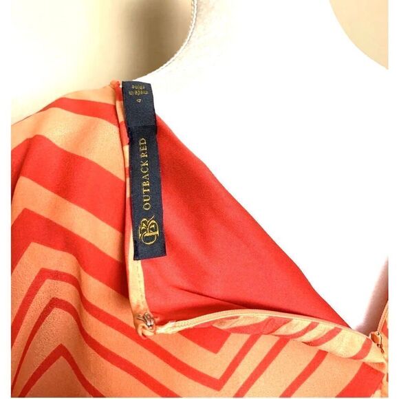 Outback Red ~ Orange Chevron Stripe Blouson Dress At / Above Knee Women Size 4 - Picture 3 of 3